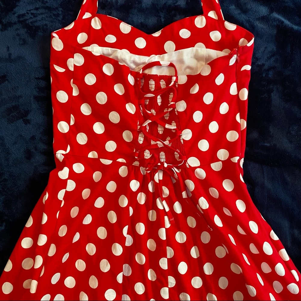 Topdress Womens’ Vintage Polka Audrey 1950’s Halter Retro Cocktail Dress - Picture 4 of 10